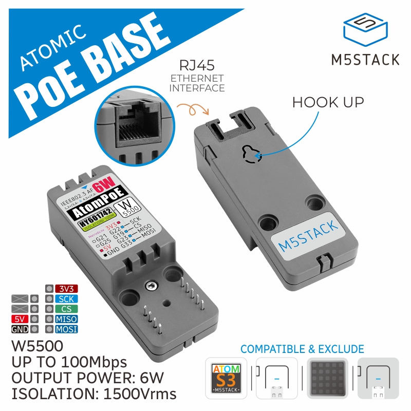 M5Stack - Base PoE ATOMIQUE officielle M5Stack W5500